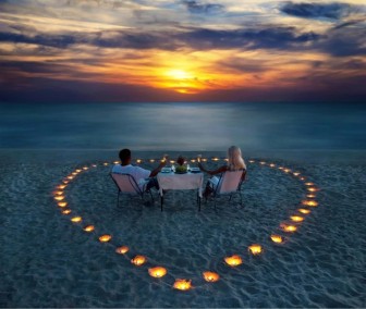 Romantic Beachside Candlelight Dinner - Heart Shape Candle Setup